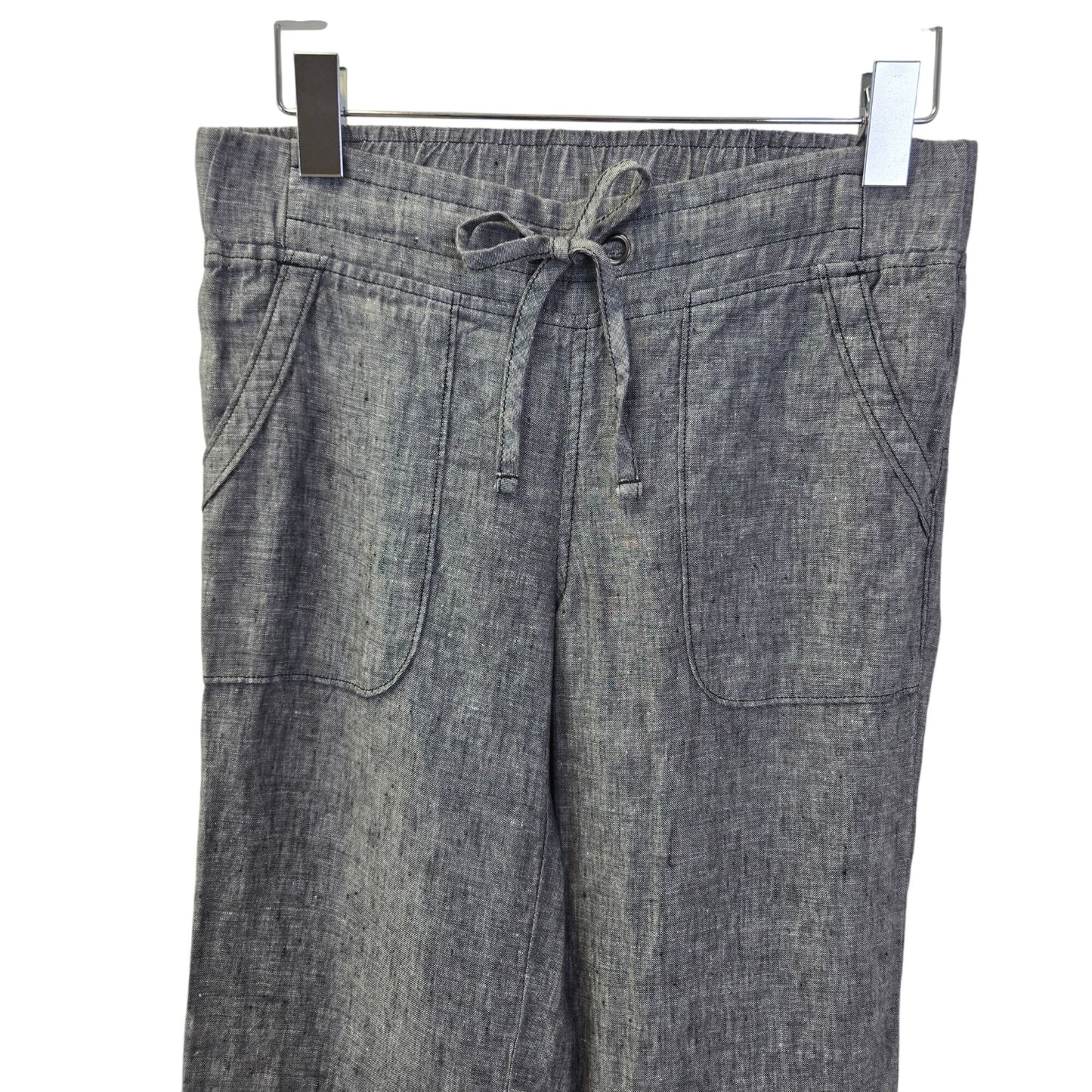 Athleta 100% Linen Heathered Gray Wide Leg Drawstring Pants Size 0