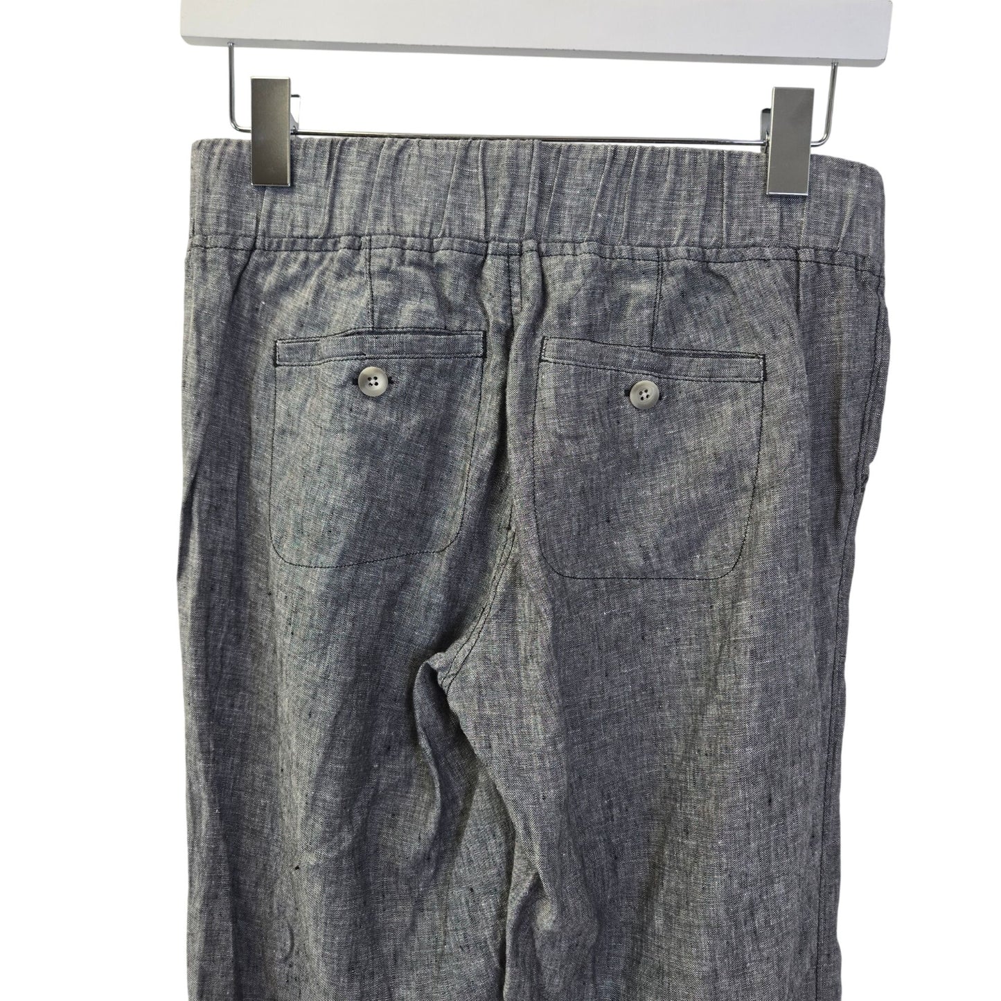 Athleta 100% Linen Heathered Gray Wide Leg Drawstring Pants Size 0