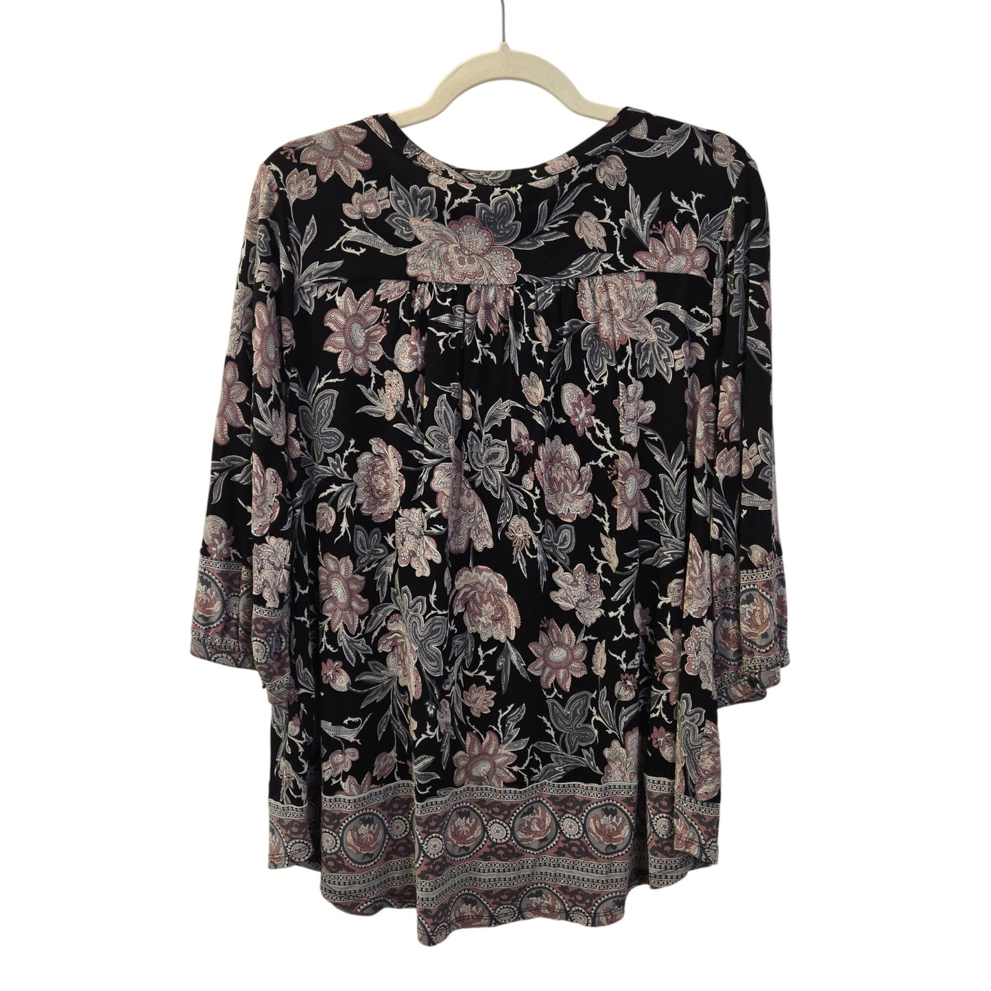 Lucky Brand Floral & Paisley Print Popover Henley Blouse Size 1X