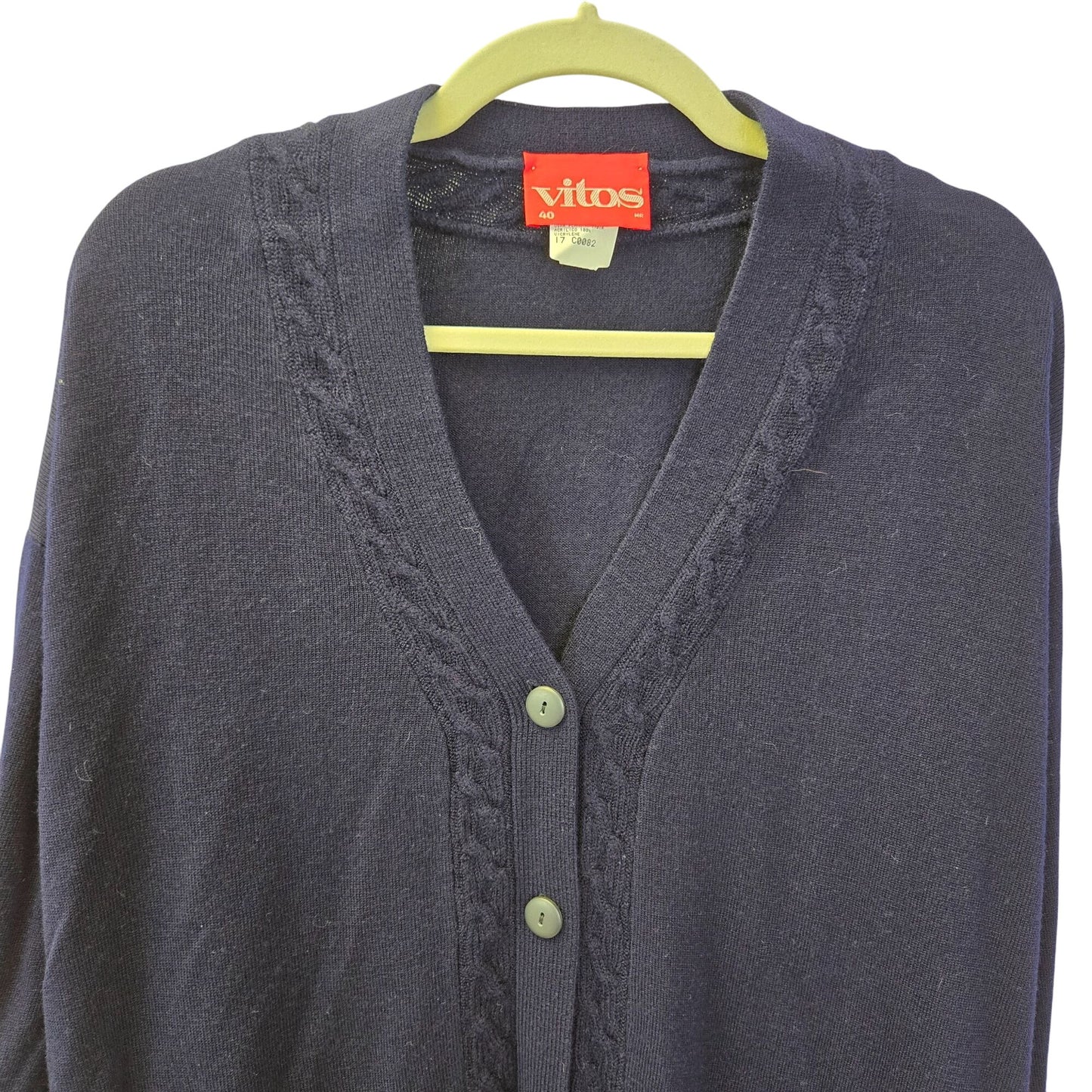NWT Vitos Cable Knit Trim Cardigan Sweater Size 40/US XL