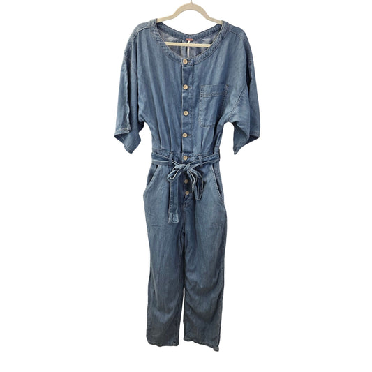 NWOT Free People Marley Chambray Denim Jumpsuit Size XS