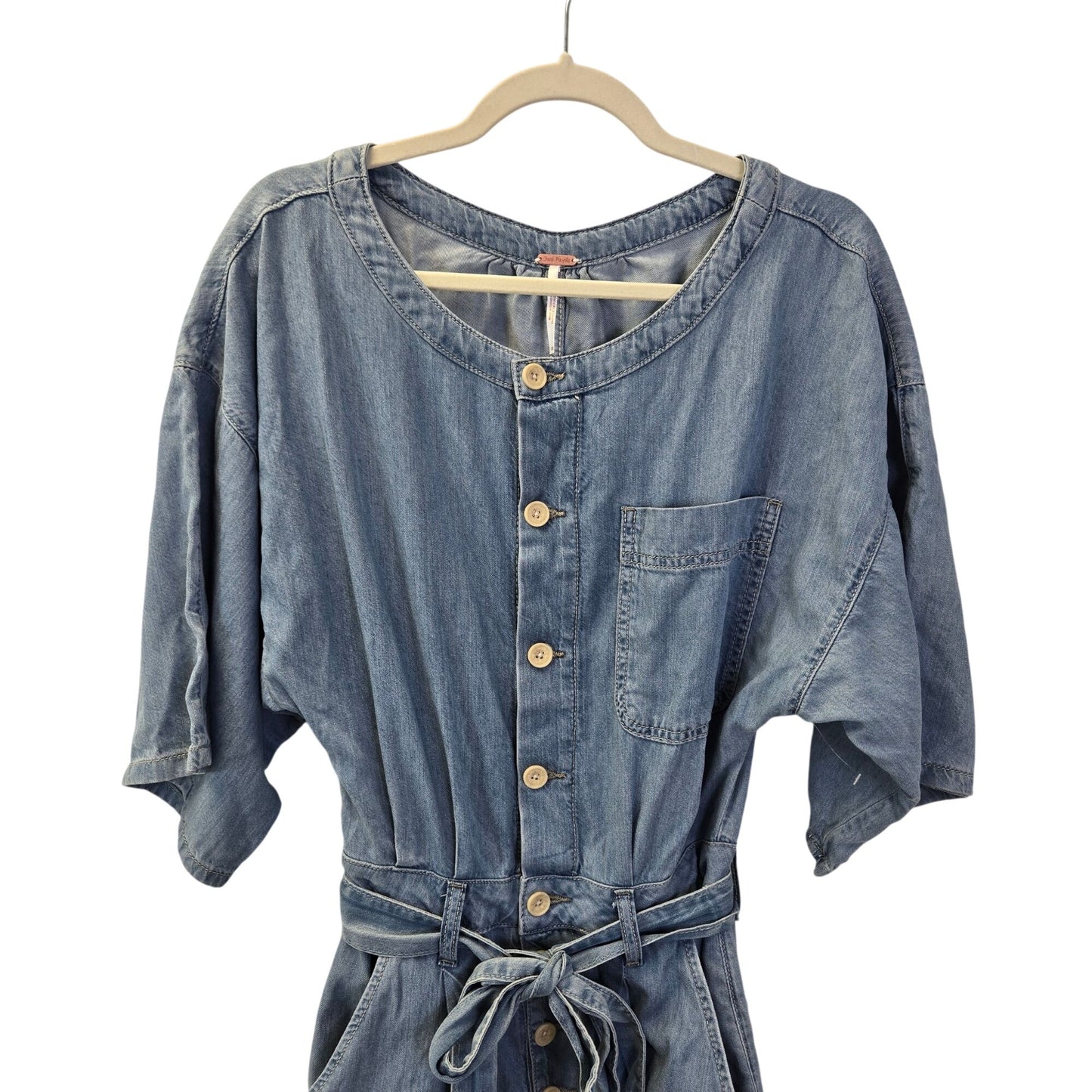 NWOT Free People Marley Chambray Denim Jumpsuit Size XS