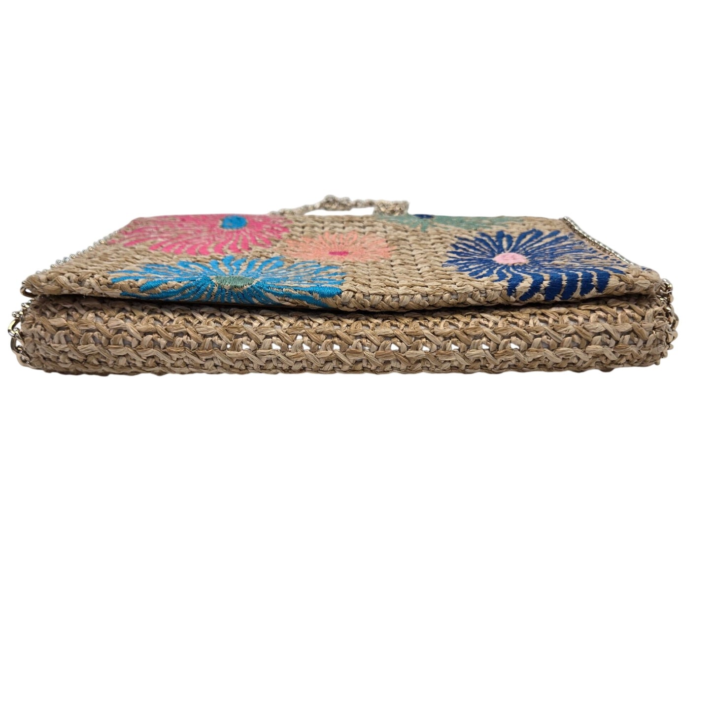 Chelsea28 Embroidered Straw Crossbody Bag with Chain Strap