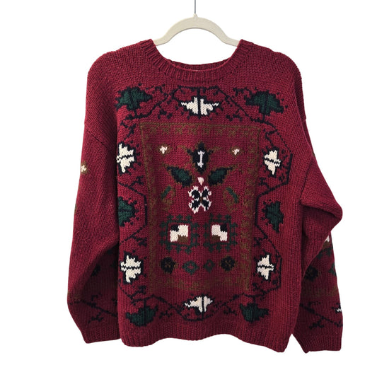 Vintage Studio Michelle Stuart Wool Blend Hand-Knit Crewneck Sweater Size Large