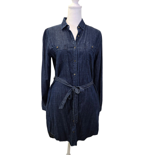 Banana Republic Chambray Button Down Belted Mini Dress Size 4