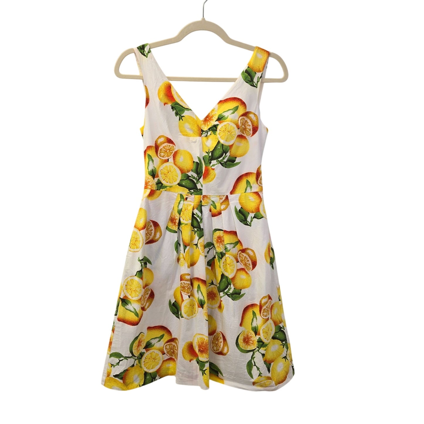 Banana Republic Lemon & Orange Print Fit & Flare Sun Dress Size 2