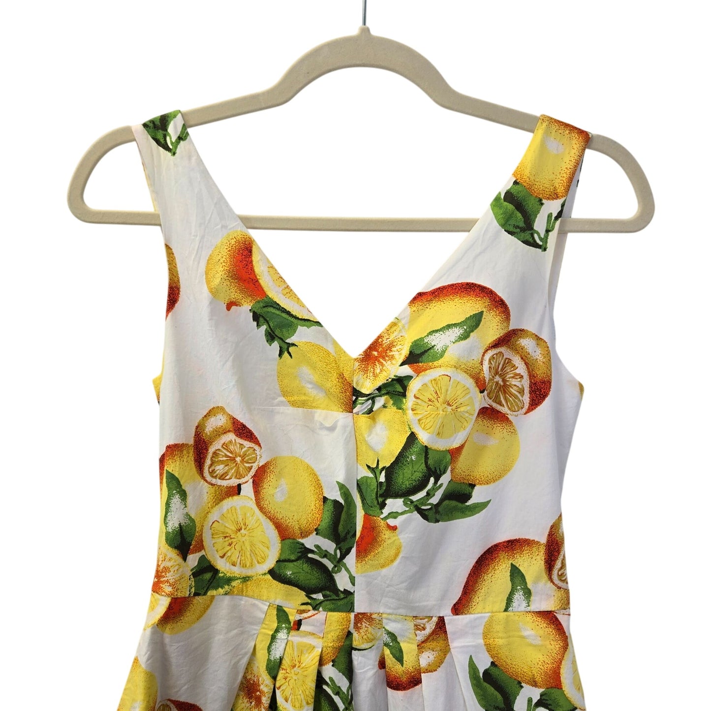 Banana Republic Lemon & Orange Print Fit & Flare Sun Dress Size 2