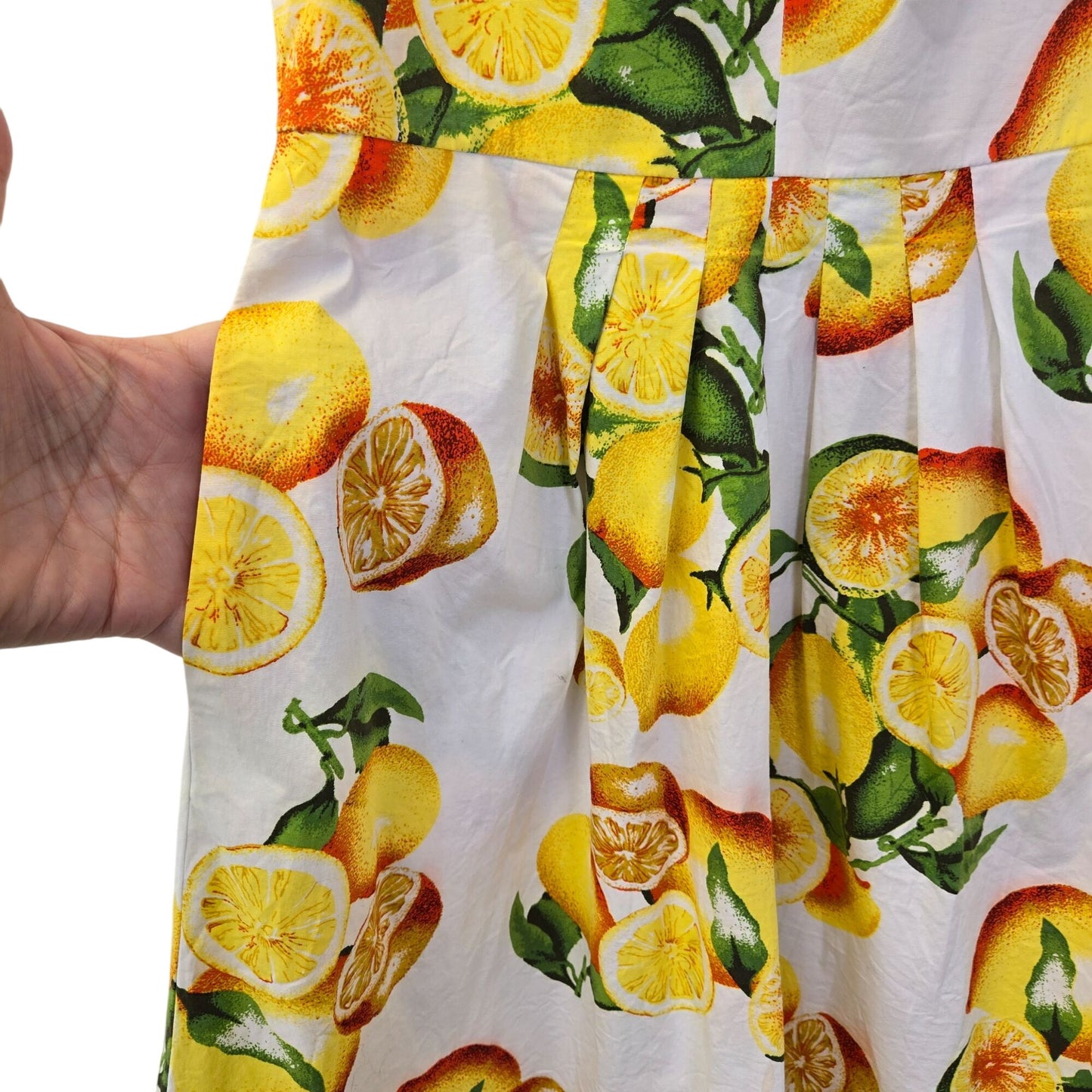 Banana Republic Lemon & Orange Print Fit & Flare Sun Dress Size 2