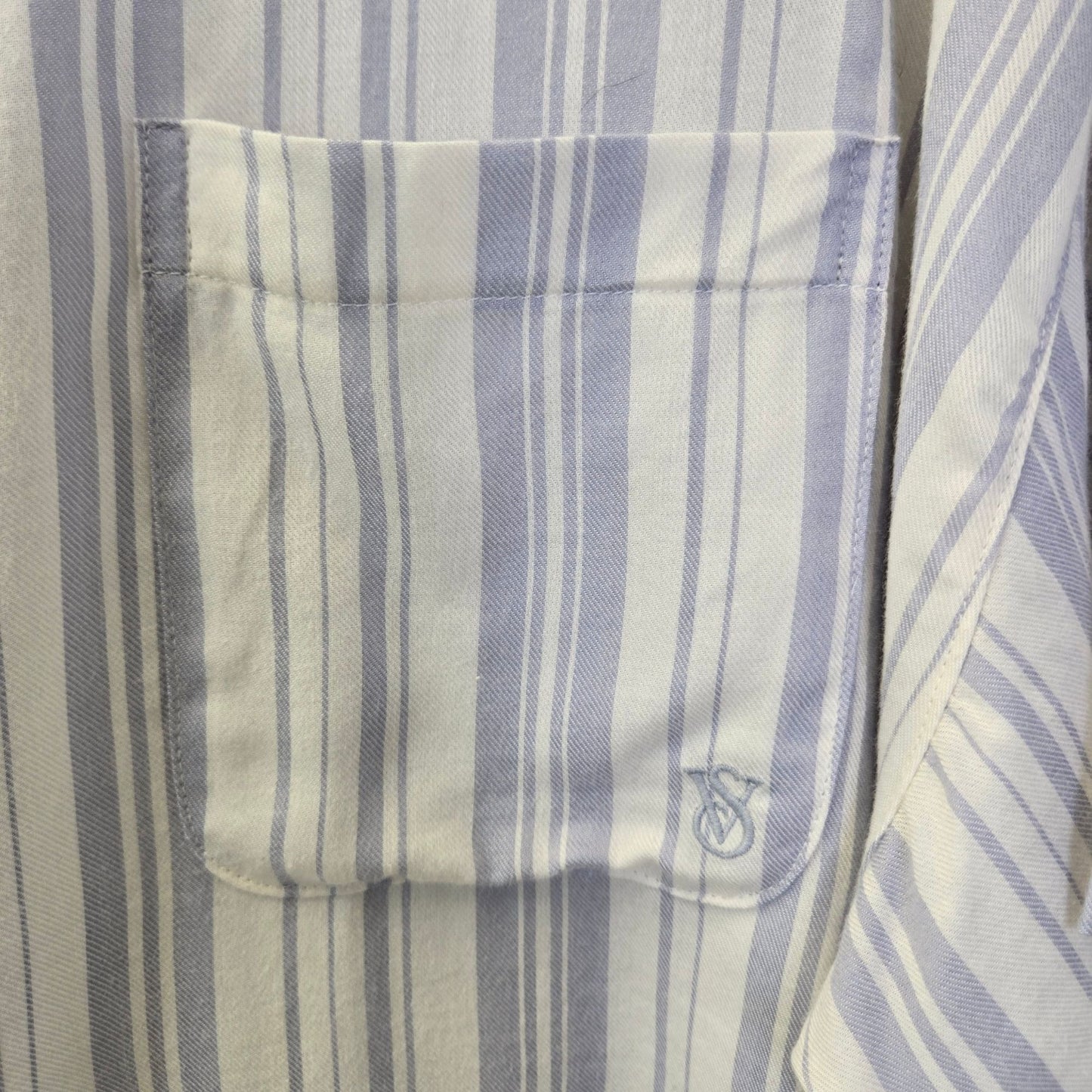 NWT Victoria's Secret Striped Short Sleeve Button Down Sleep Shirt Size Large