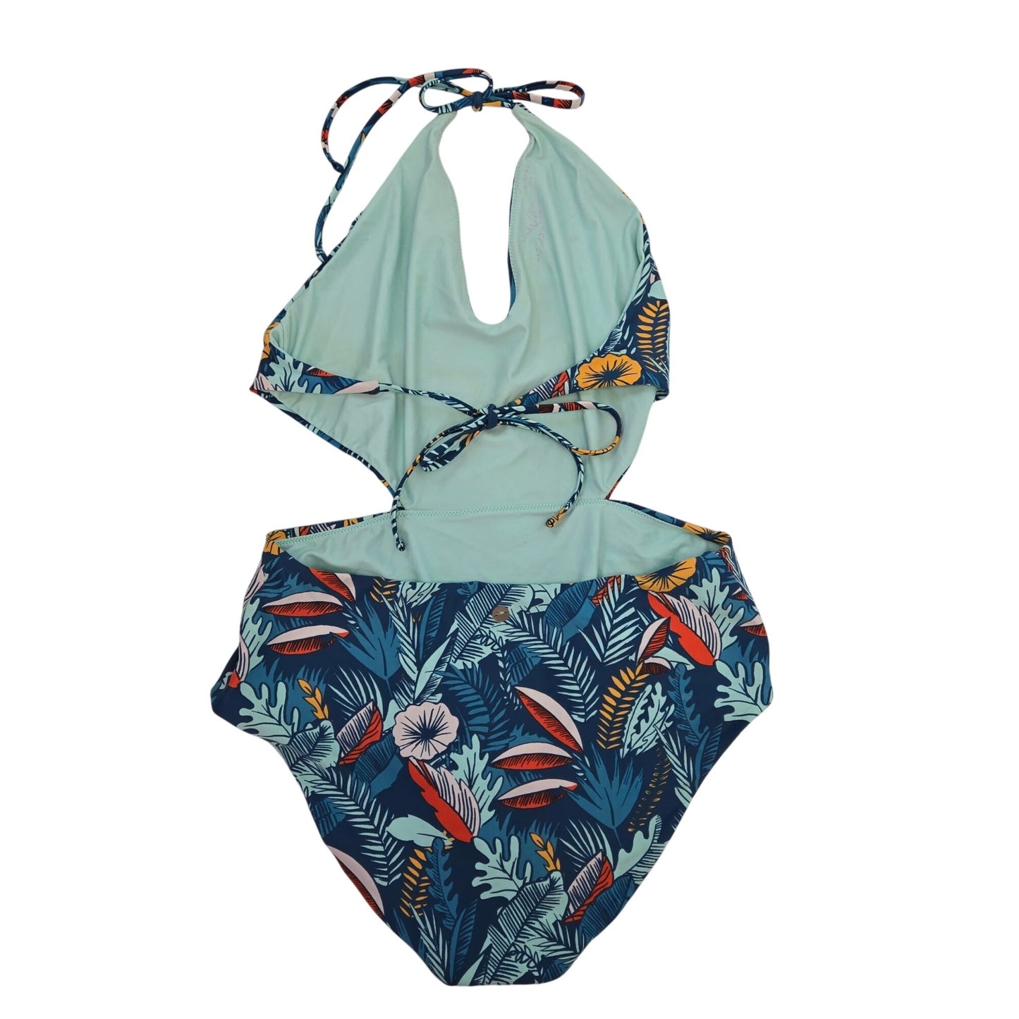 Speedo Aria Plunge Tropical Print One Piece Swimsuit Size Large