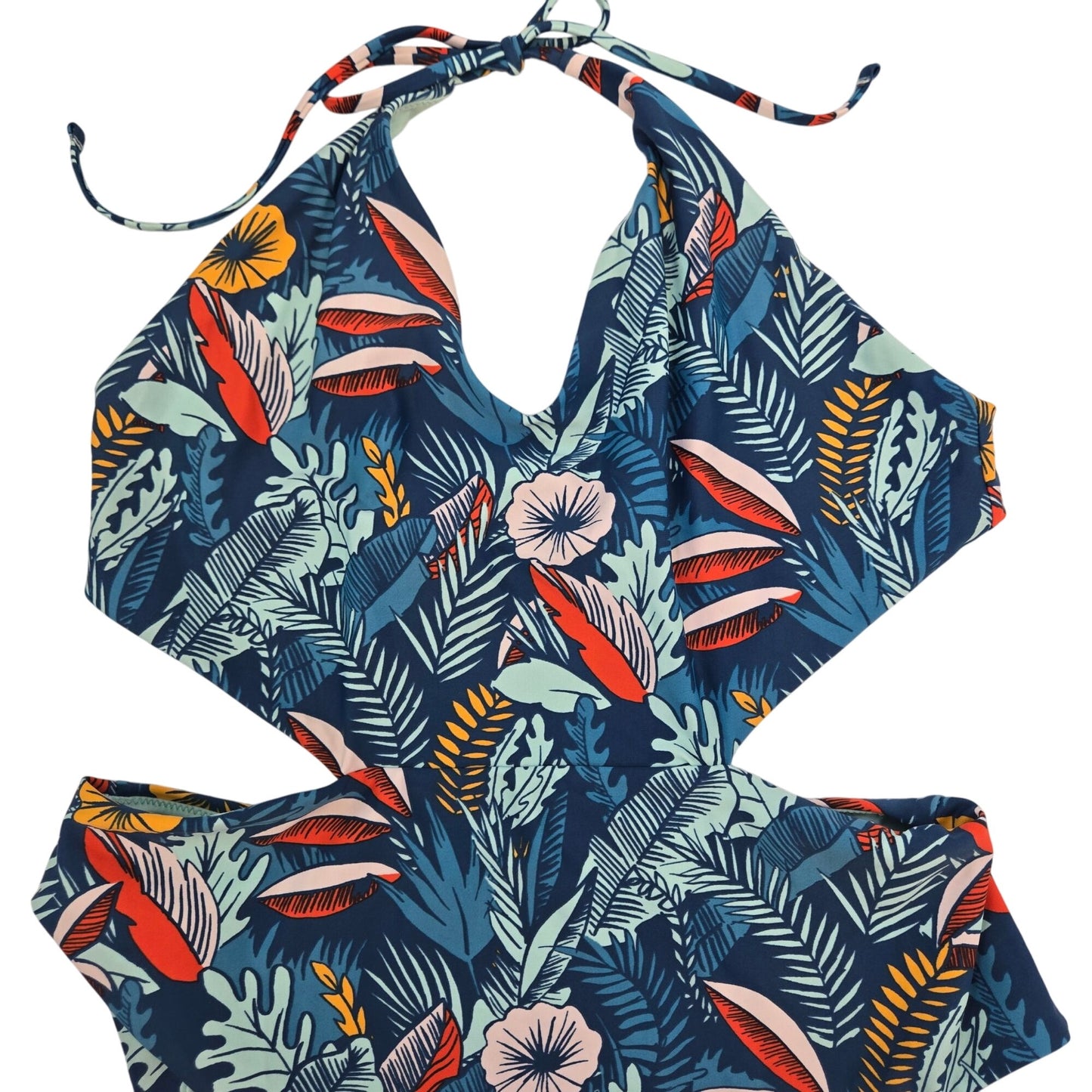 Speedo Aria Plunge Tropical Print One Piece Swimsuit Size Large
