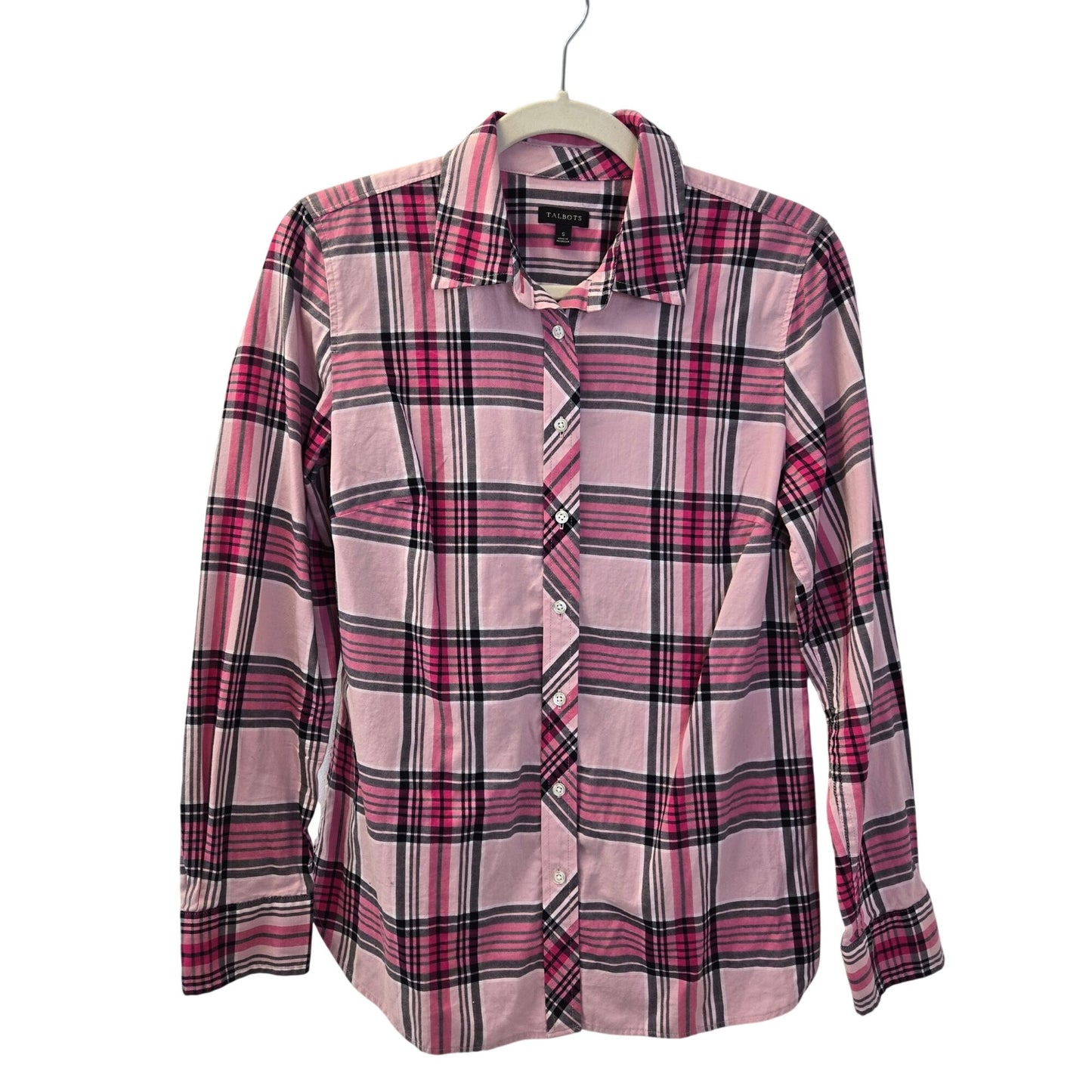 Talbots 100% Cotton Plaid Button Down Shirt Size Small