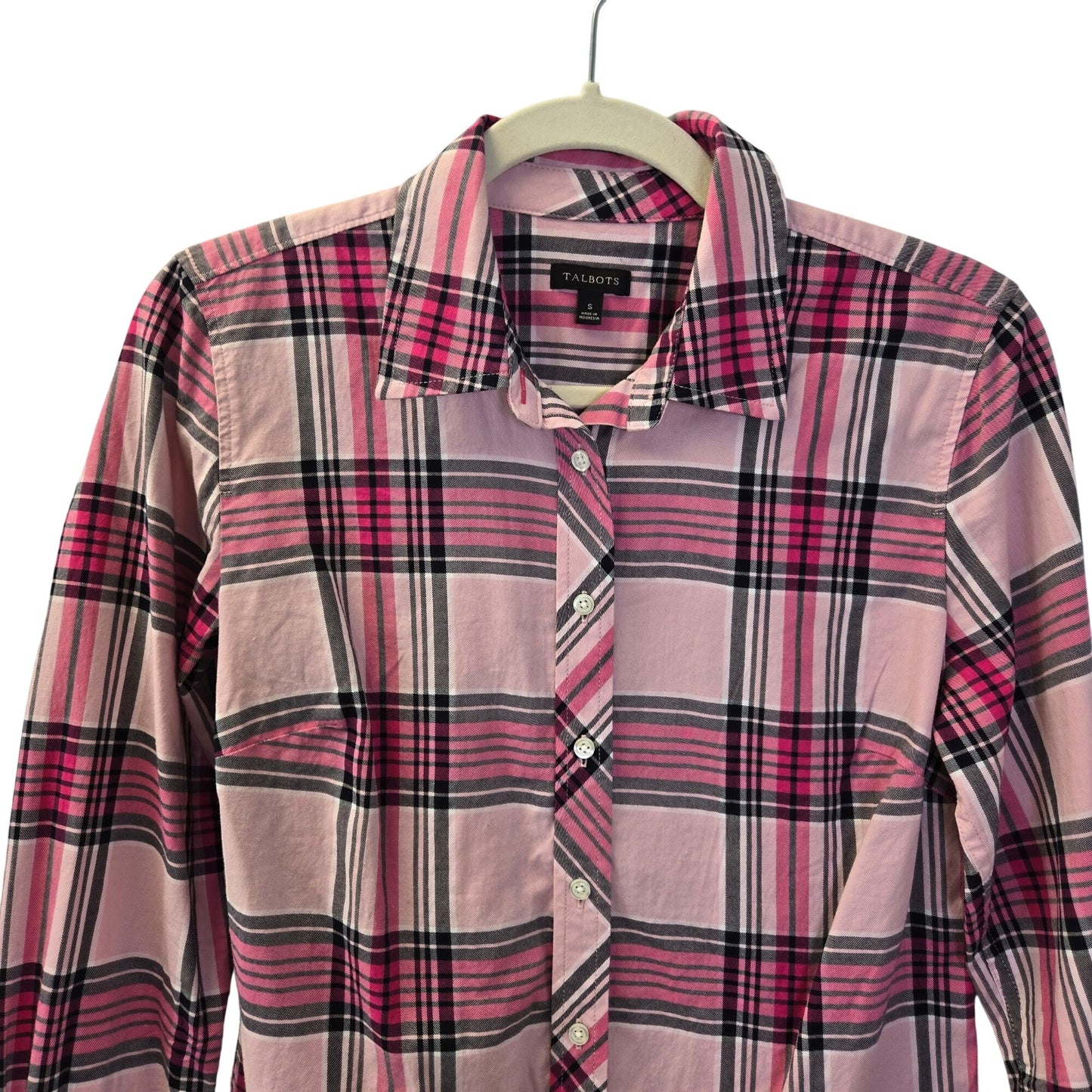 Talbots 100% Cotton Plaid Button Down Shirt Size Small