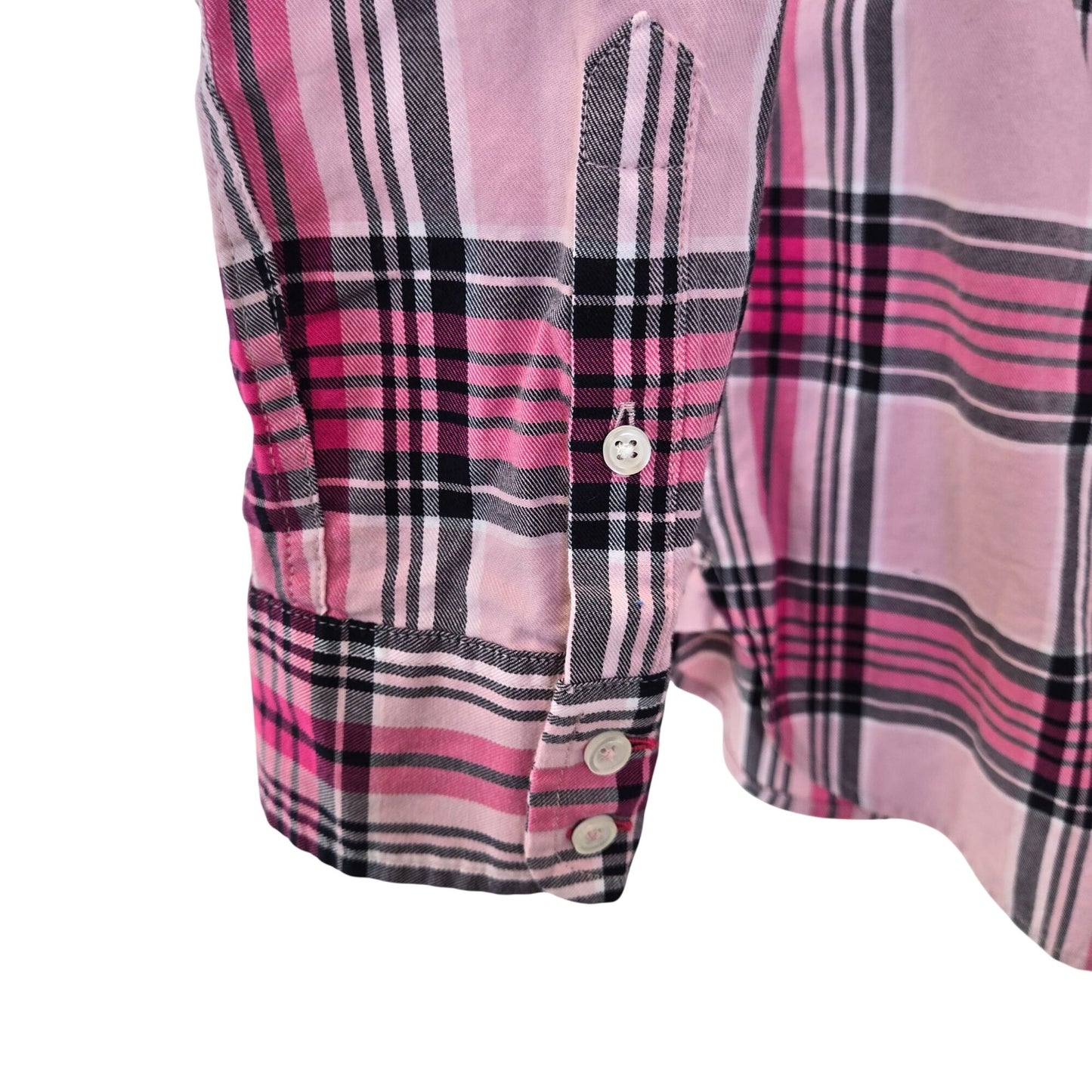 Talbots 100% Cotton Plaid Button Down Shirt Size Small