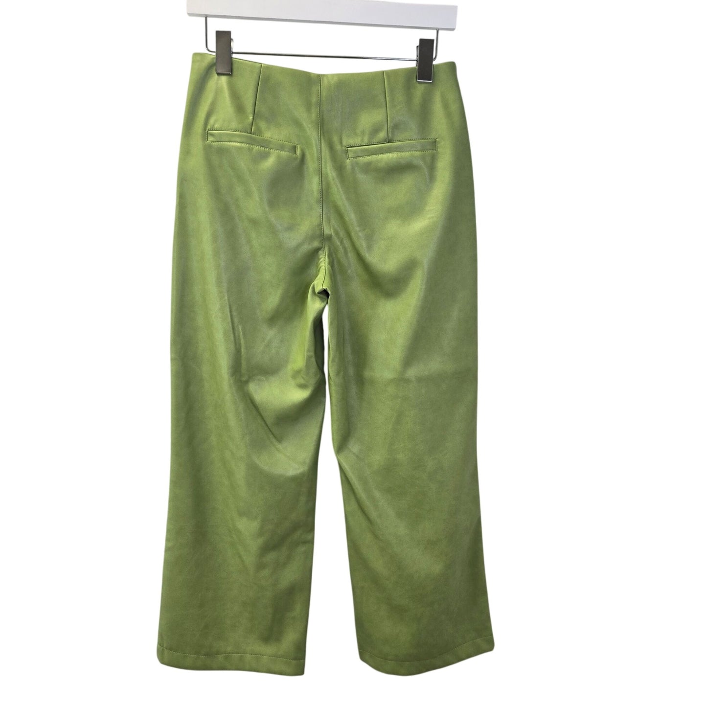 Bagatelle Vegan Leather Wide Leg Cropped Lime Green Pants Size Small