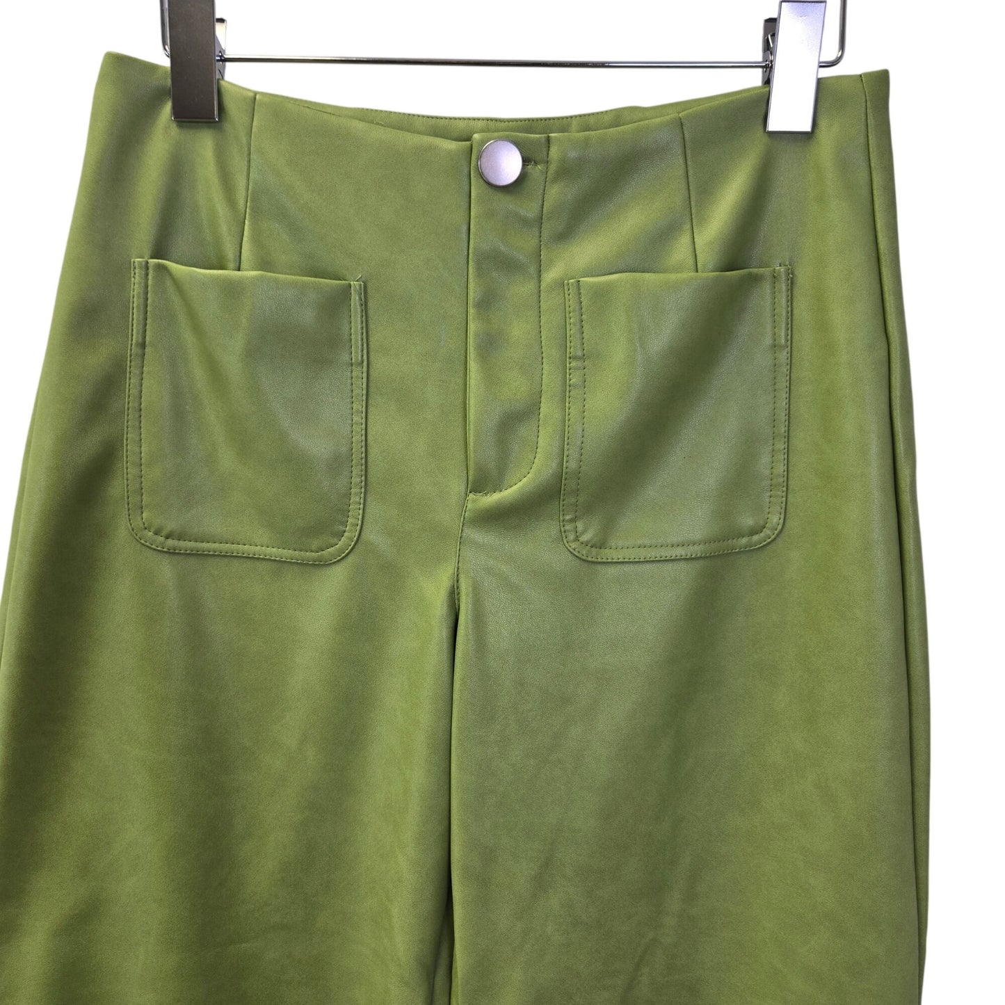 Bagatelle Vegan Leather Wide Leg Cropped Lime Green Pants Size Small