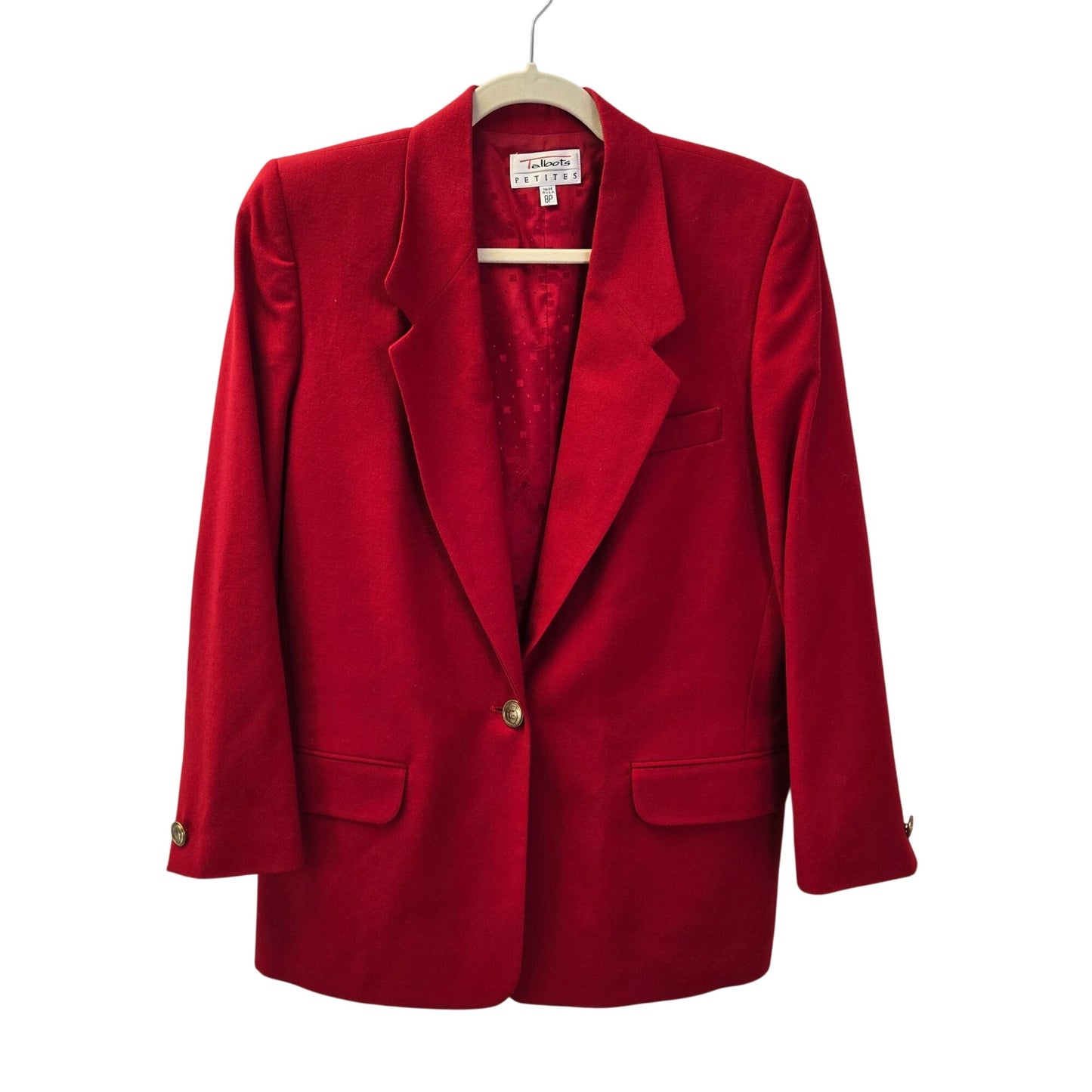 Talbots 100% Wool One Button Blazer Jacket Size 8 Petite