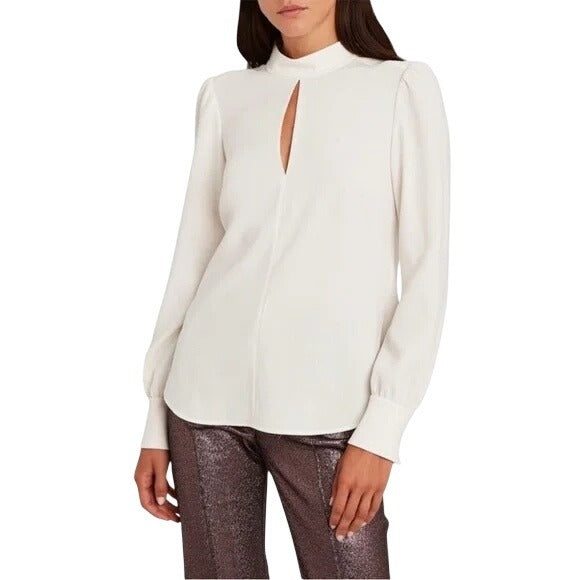 A.L.C. Marina Keyhole High Neck Puff Sleeve Blouse Size 8