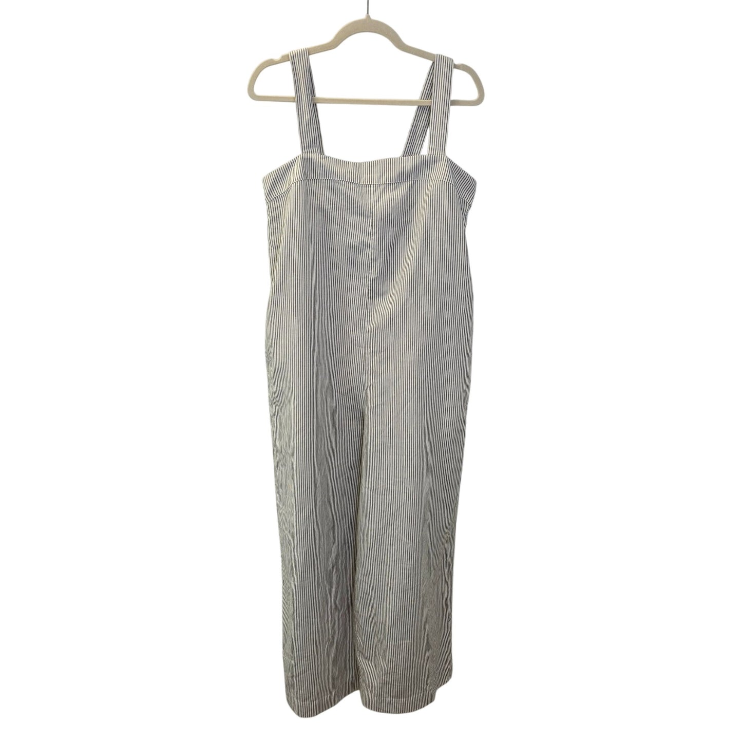 Uniqlo Linen Blend Wide Leg Striped Crop Jumpsuit Size Medium