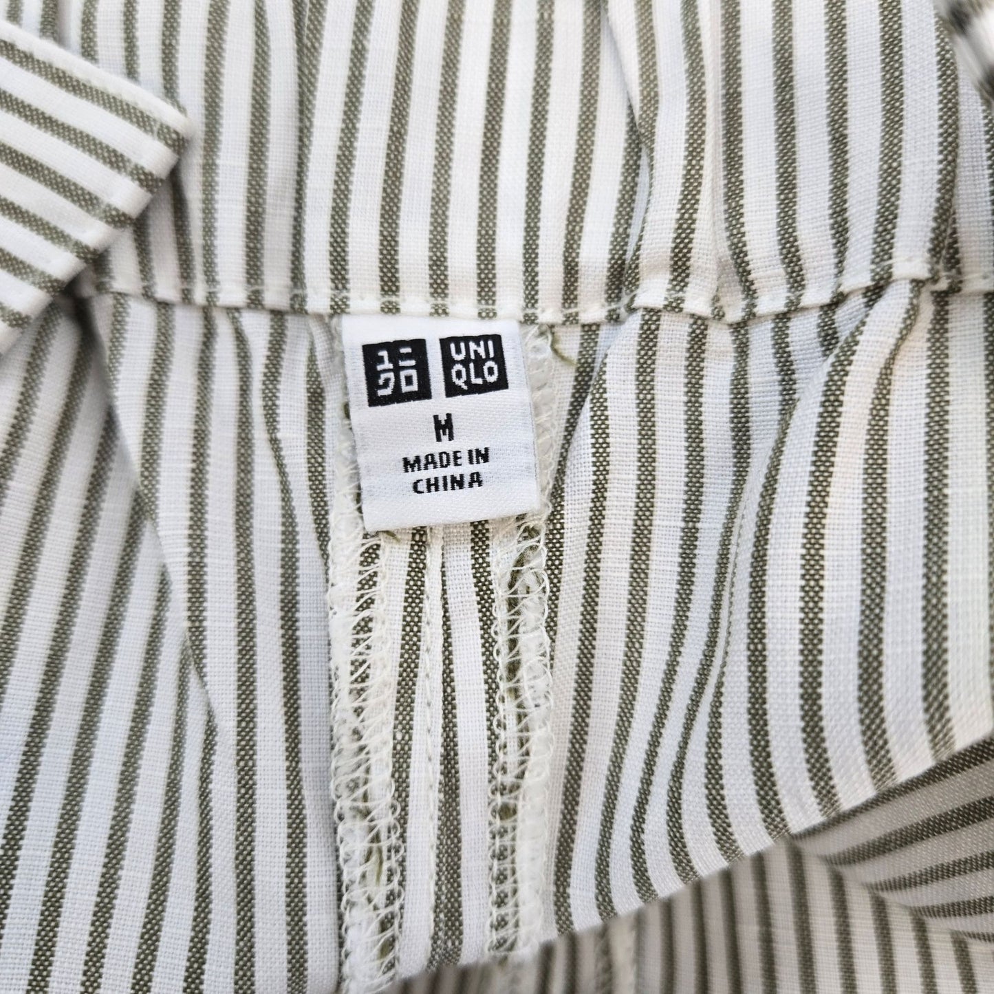 Uniqlo Linen Blend Wide Leg Striped Crop Jumpsuit Size Medium