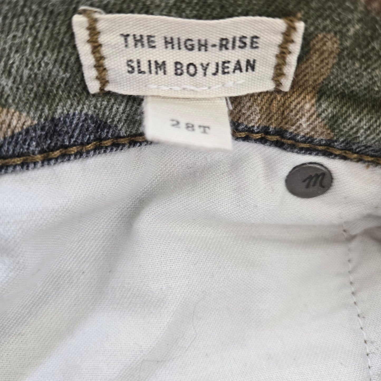 Madewell The High-Rise Slim Boyjean in Cottontail Camouflage Size 28 Tall