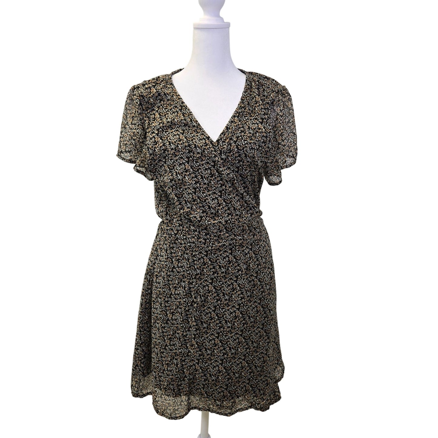 Abercrombie & Fitch Floral Flutter Sleeve Wrap Dress Size XL