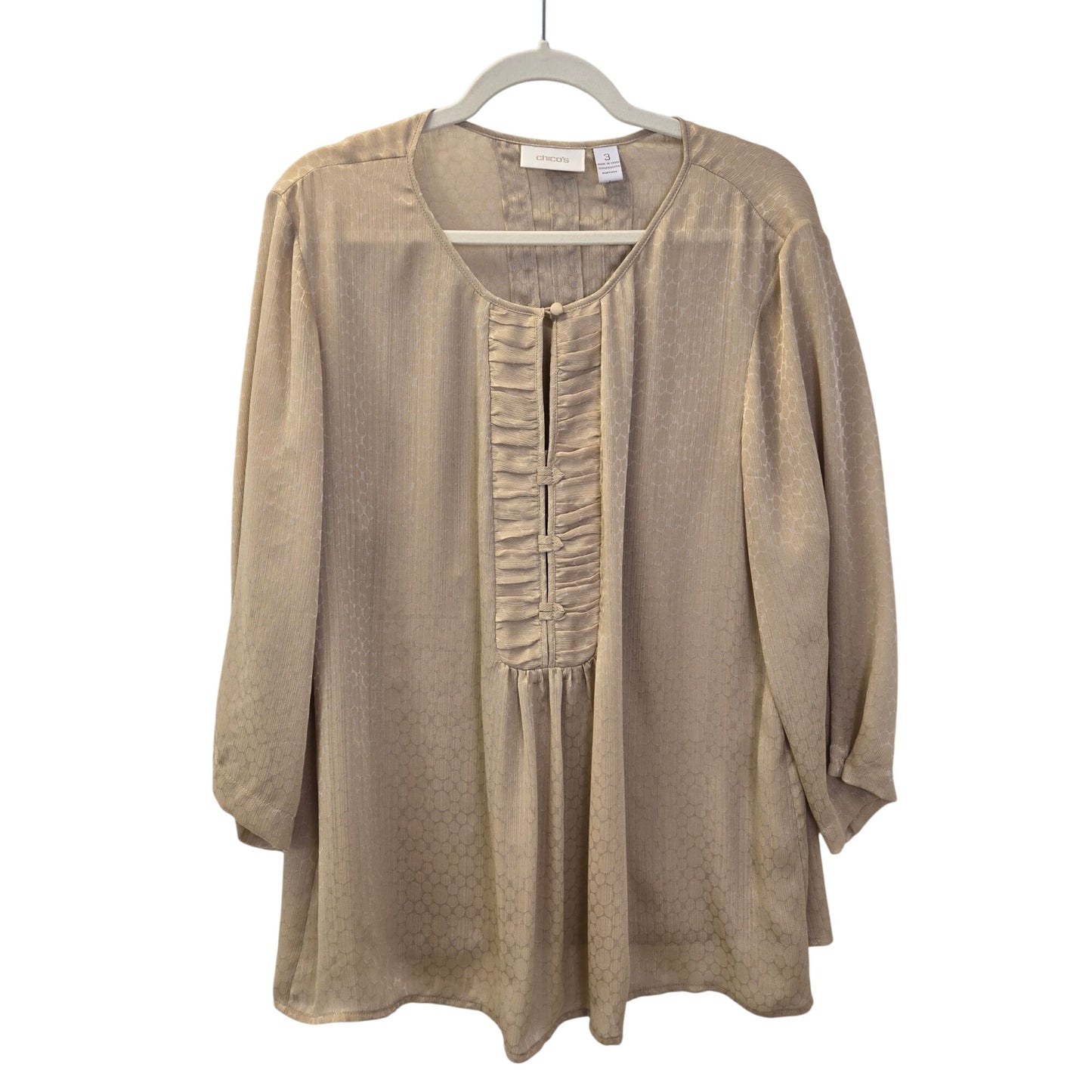 Chico's Circle Print Pleat Detail Blouse Size Chico's 3/XL
