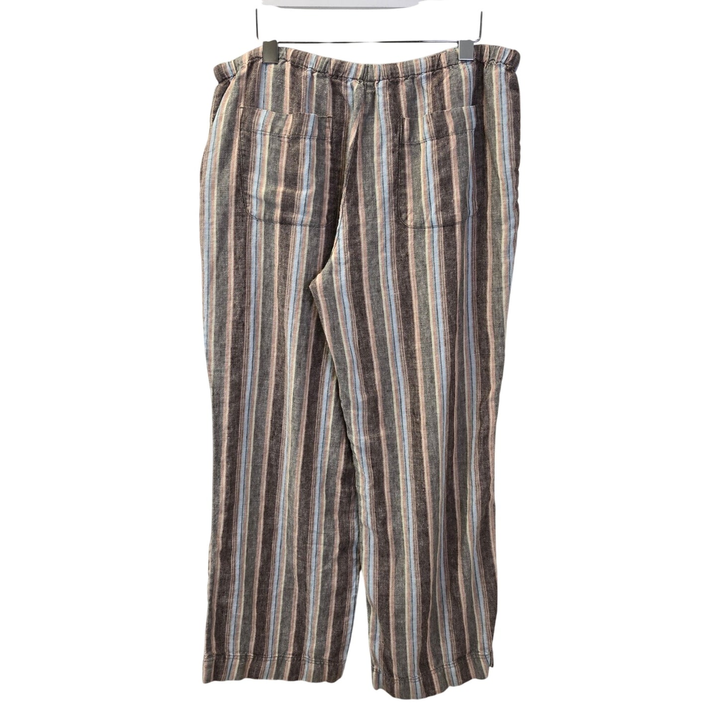 Boden 100% Linen Striped Wide Leg Crop Pants Size 18