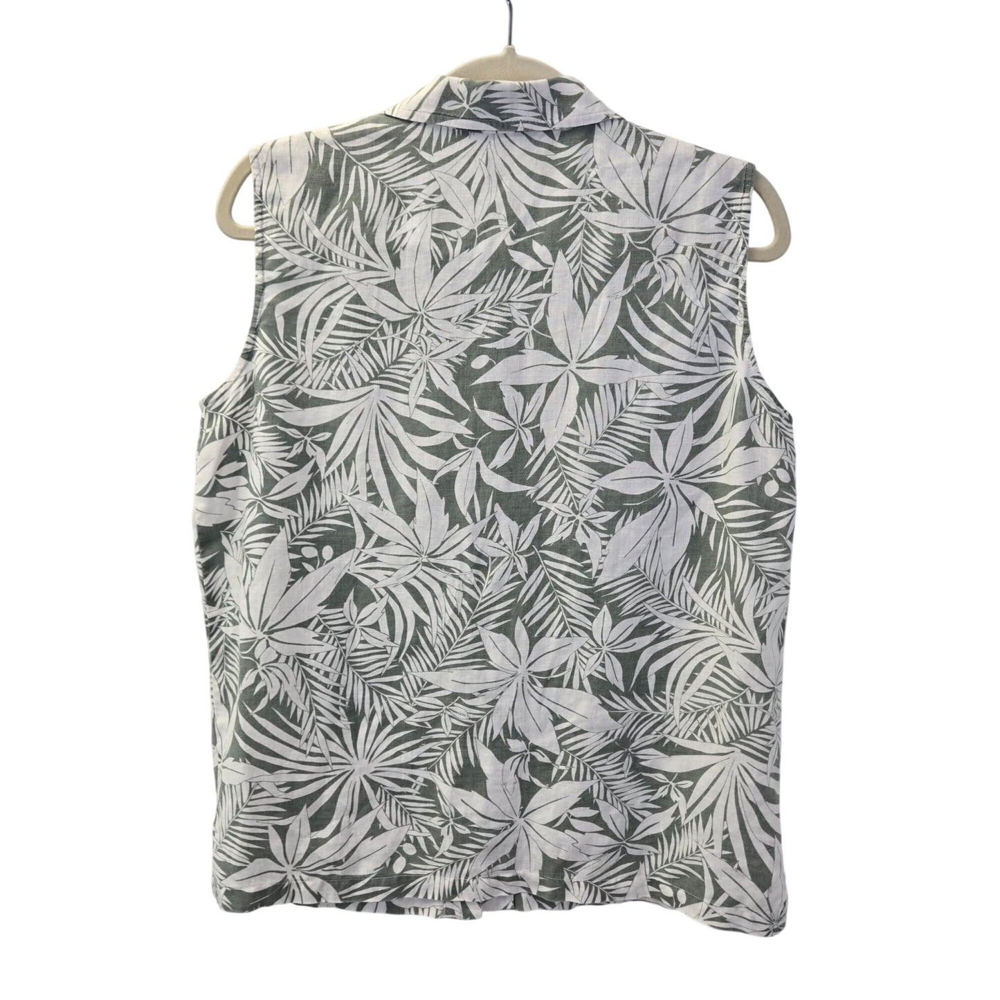 Jones New York Sport 100% Linen Tropical Print Button Down Shirt Size 8