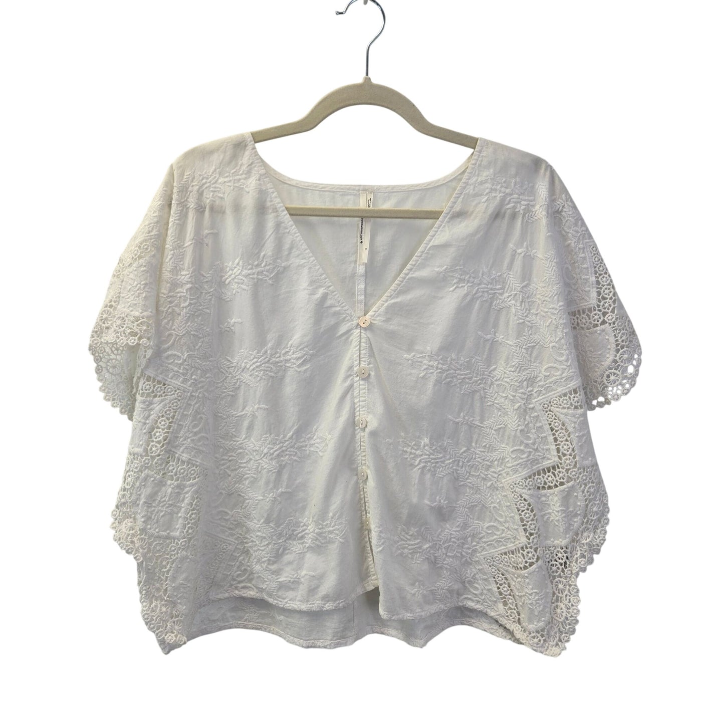 by Anthropologie Short Sleeve Embroidered Swing Top Size Small