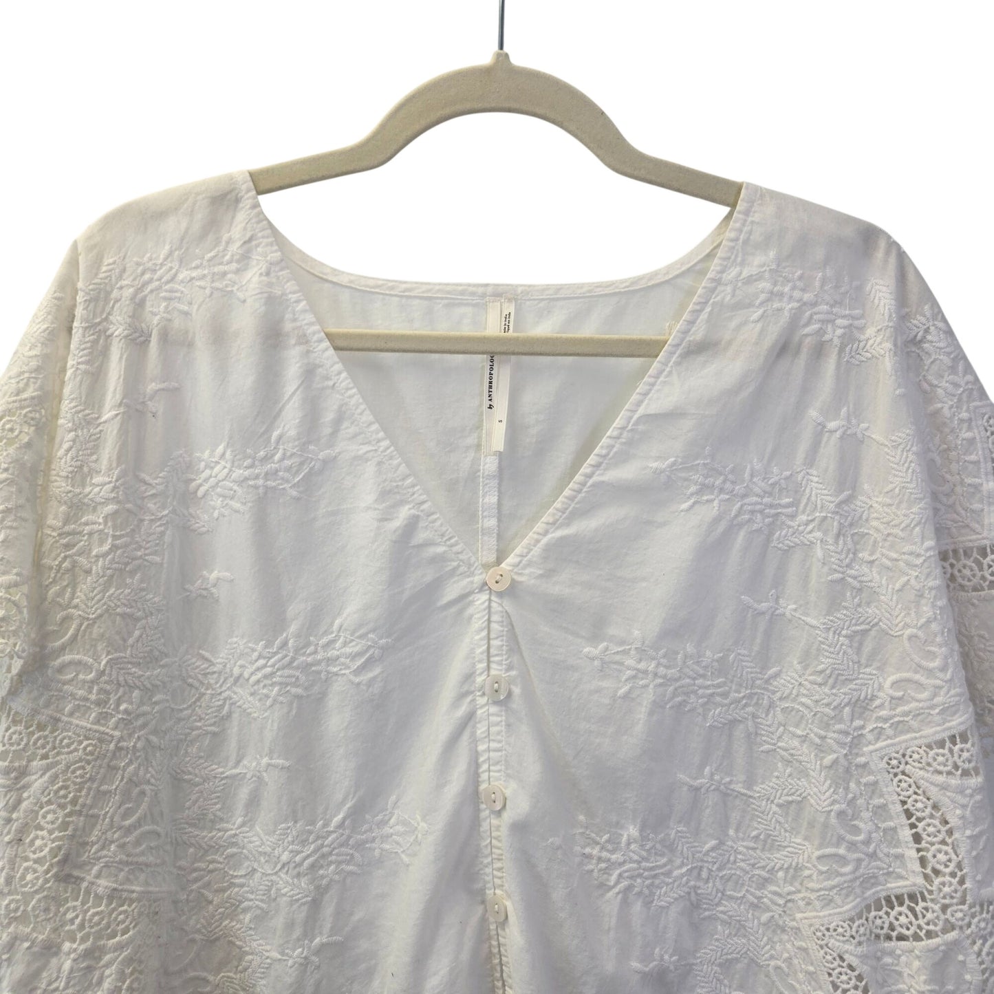 by Anthropologie Short Sleeve Embroidered Swing Top Size Small