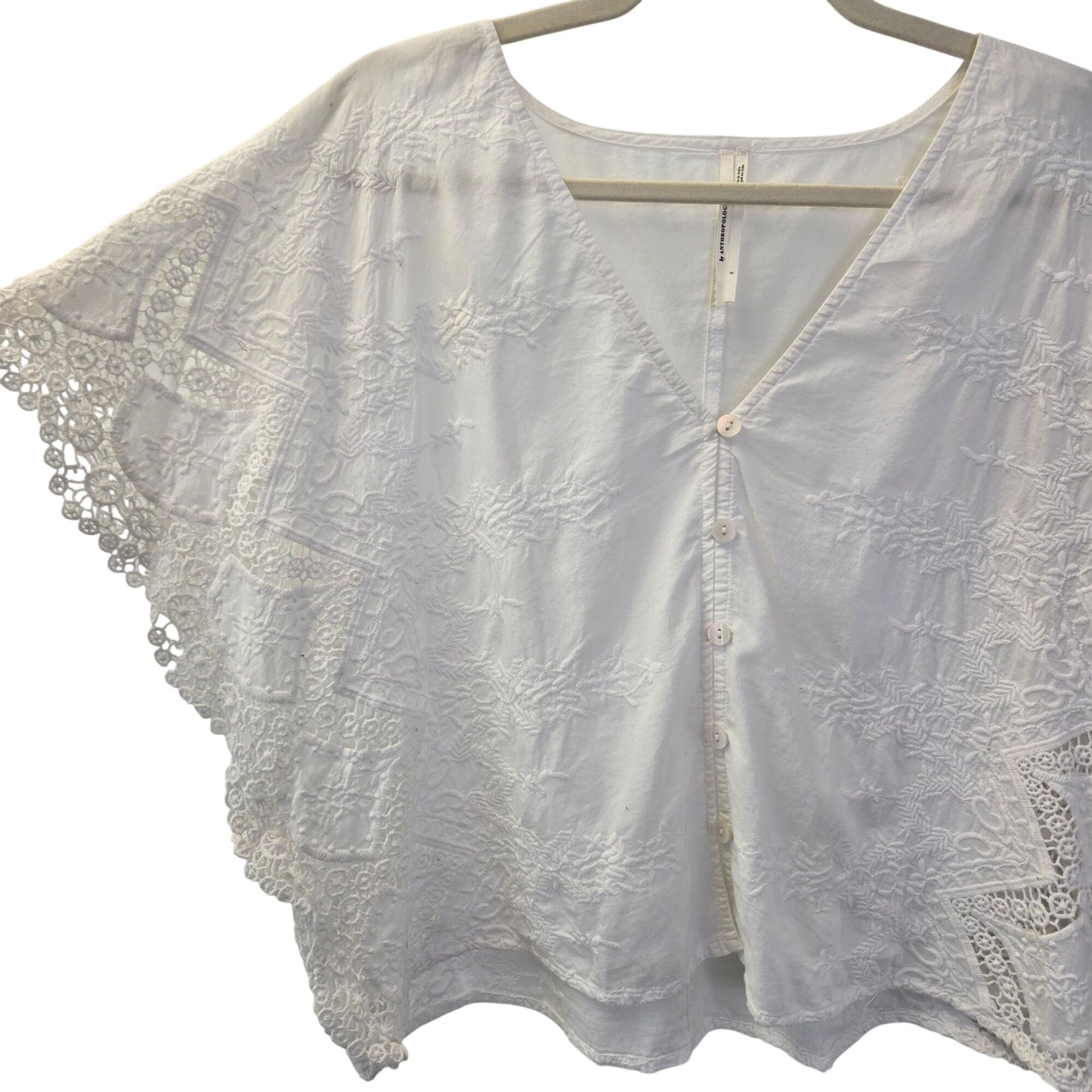 by Anthropologie Short Sleeve Embroidered Swing Top Size Small