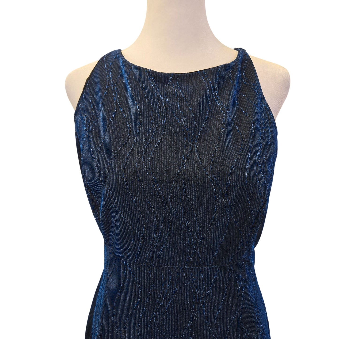 Scott McClintock Metallic Blue Wavy Texture Special Occasion Dress Size 8/10