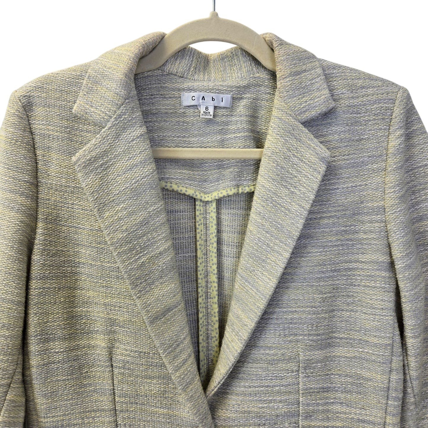 CAbi Lemon Zest Tweed One Button Blazer Style Size 6