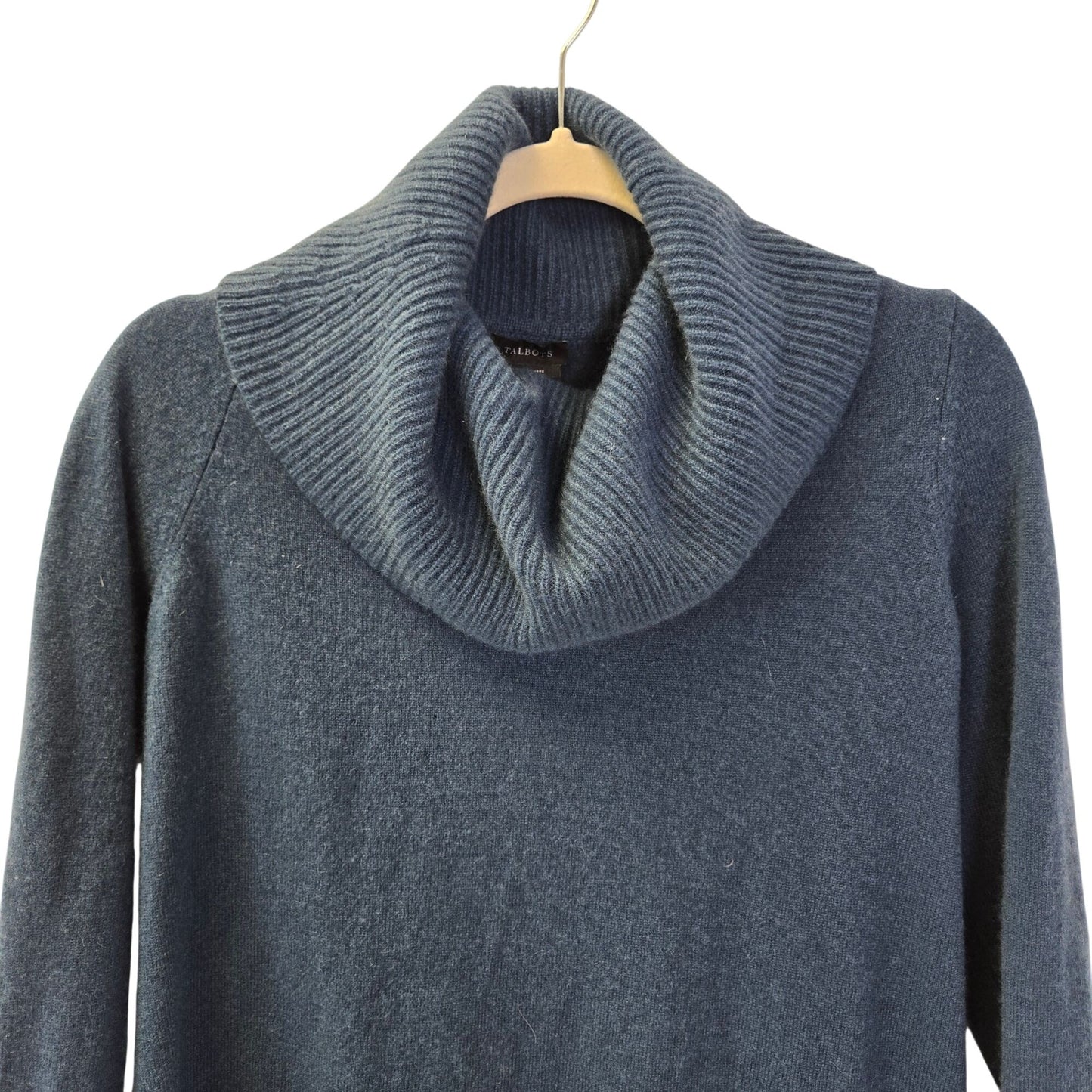 Talbots 100% Cashmere Teal Cowlneck Sweater Size Medium