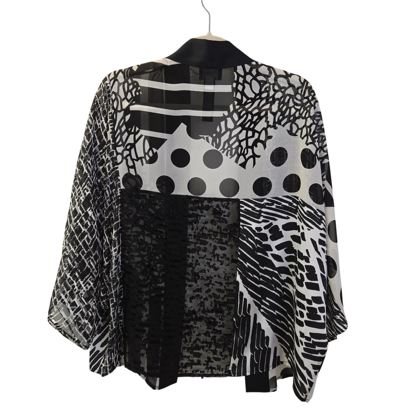 Chico's Travelers Mixed Print Flowy Dolman Sleeve Open Blouse Size S/M