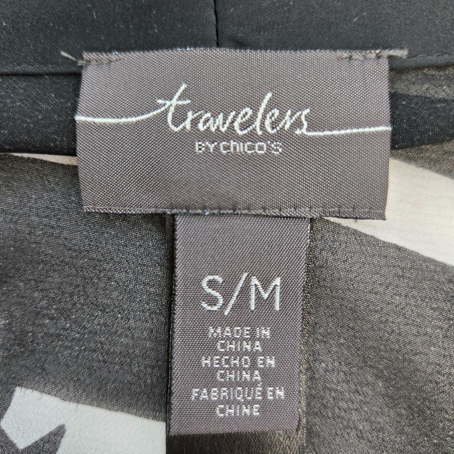 Chico's Travelers Mixed Print Flowy Dolman Sleeve Open Blouse Size S/M