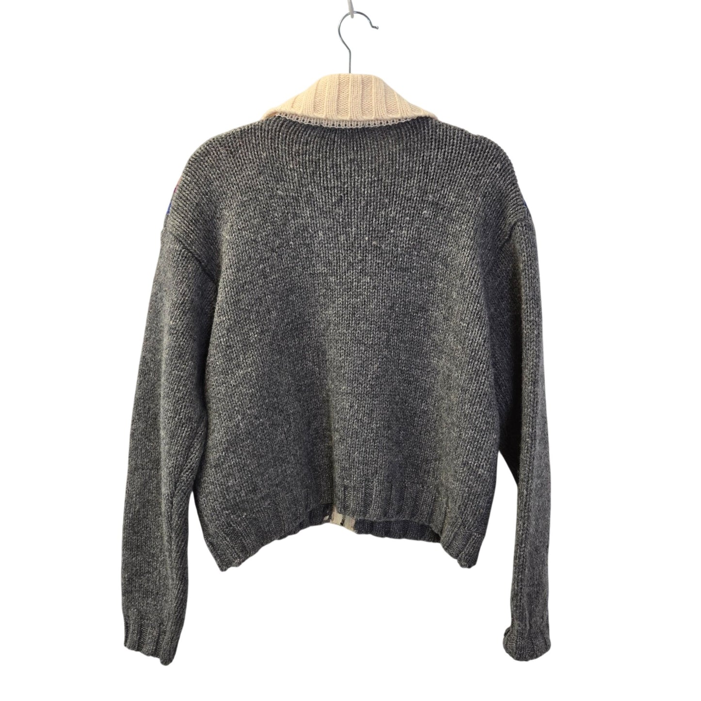 Express Tricot Vintage 100% Wool Fair Isle Print Full Zip Sweater Size Large