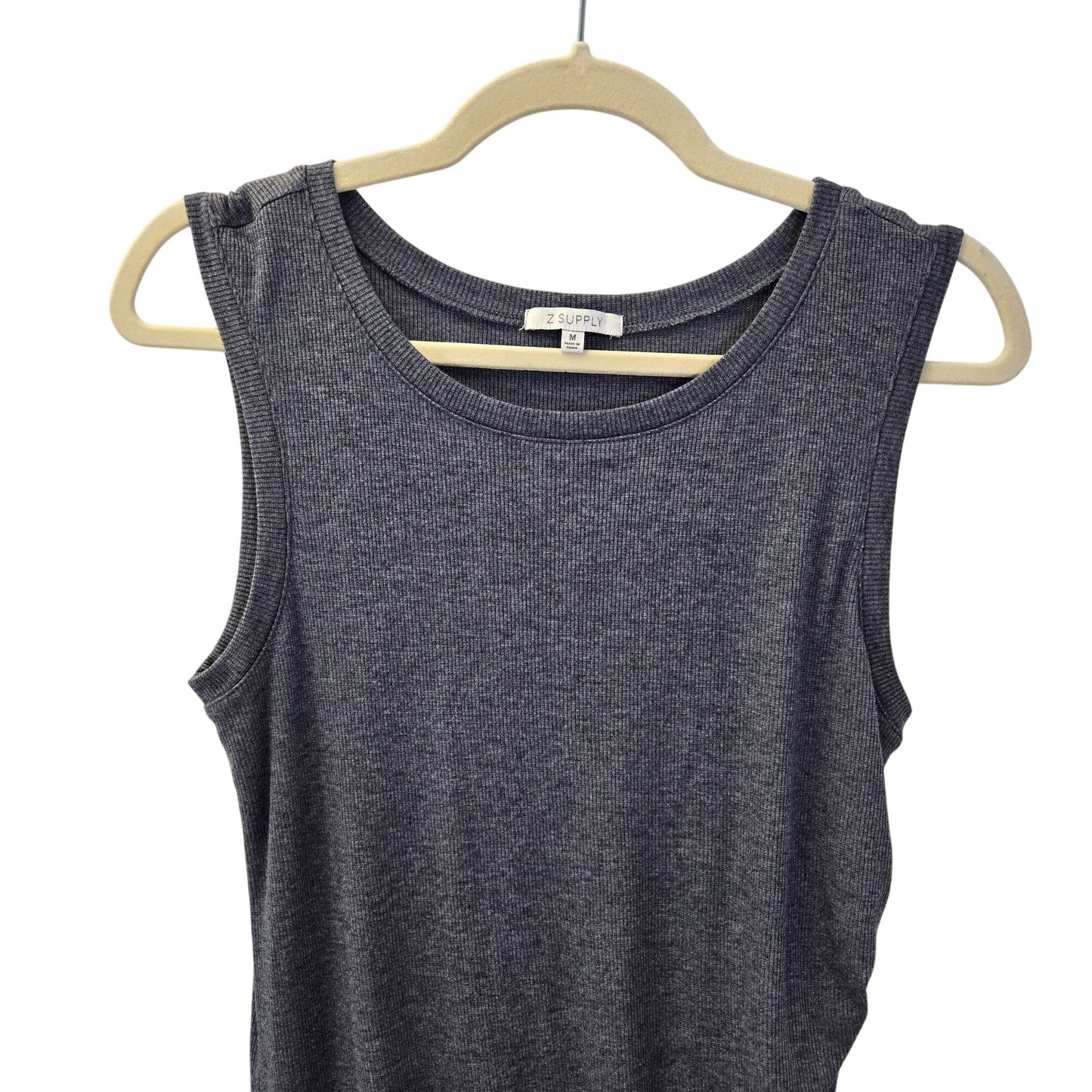 Z Supply Triblend Tulip Side Ruched Ribbed Dress Size Medium