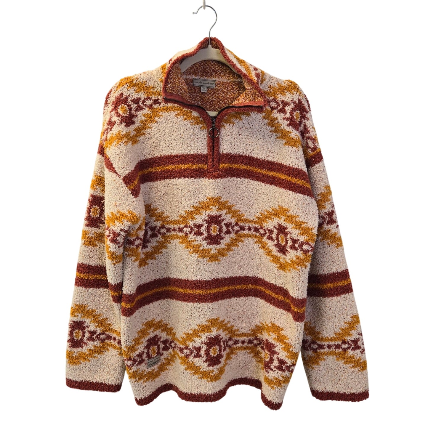 Simply Southern Aztec Southwestern Pattern Quarter Zip Fleece Jacket Size XL