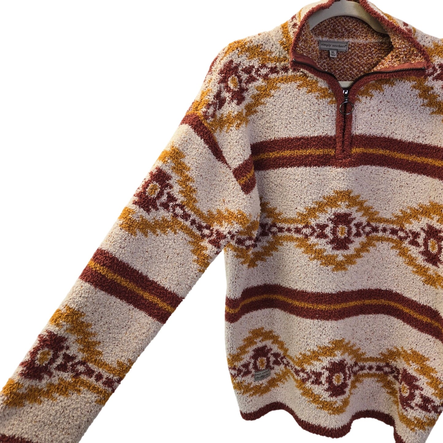 Simply Southern Aztec Southwestern Pattern Quarter Zip Fleece Jacket Size XL