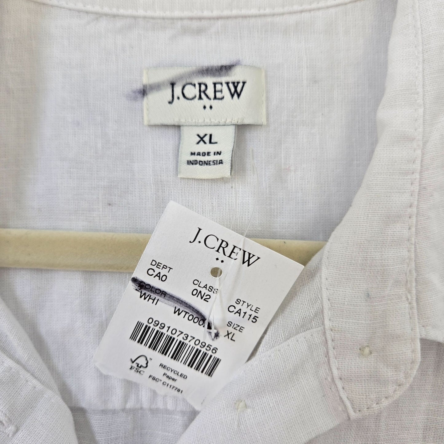 NWT J. Crew Factory Linen Blend Short Sleeve Button Down Shirt Size XL