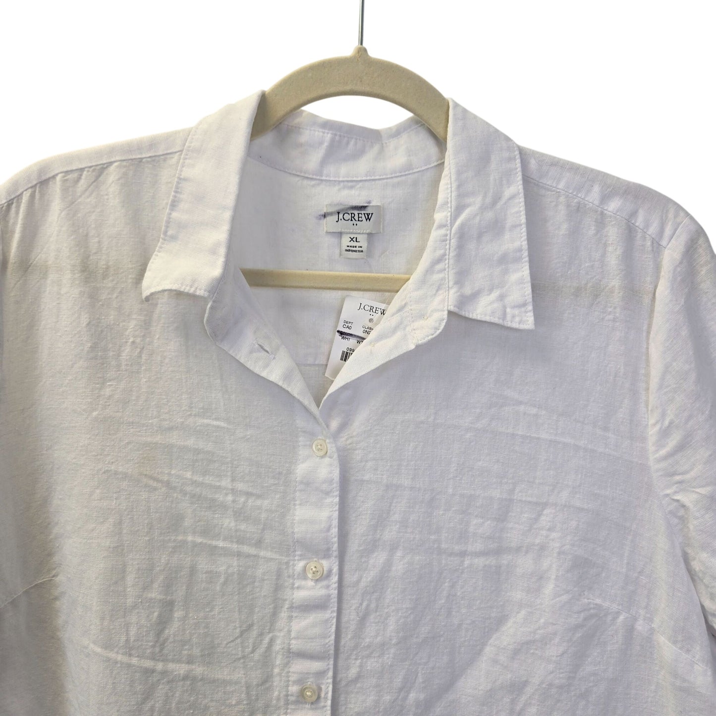 NWT J. Crew Factory Linen Blend Short Sleeve Button Down Shirt Size XL