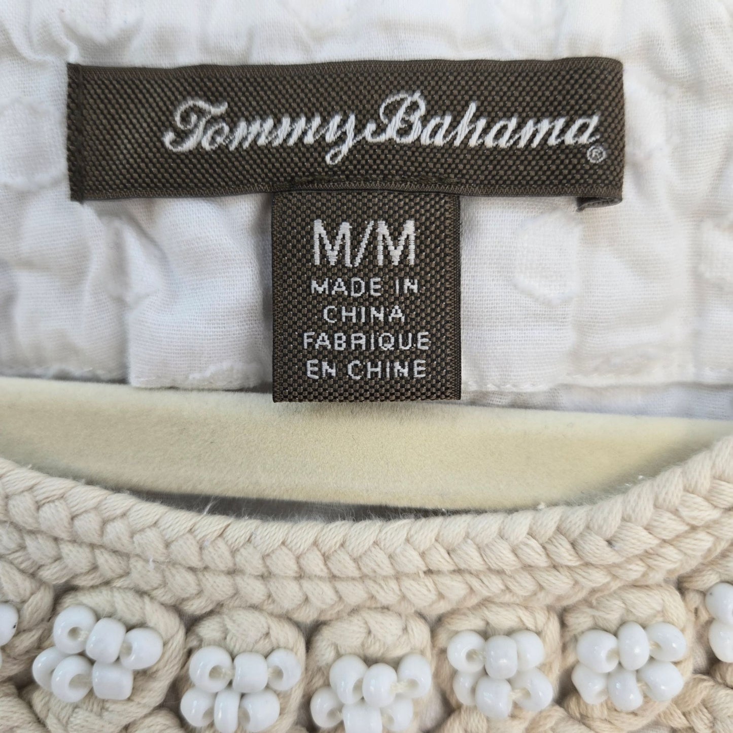 Tommy Bahama Textured Rope Embroidered & Bead Embellished Tank Top Size Medium