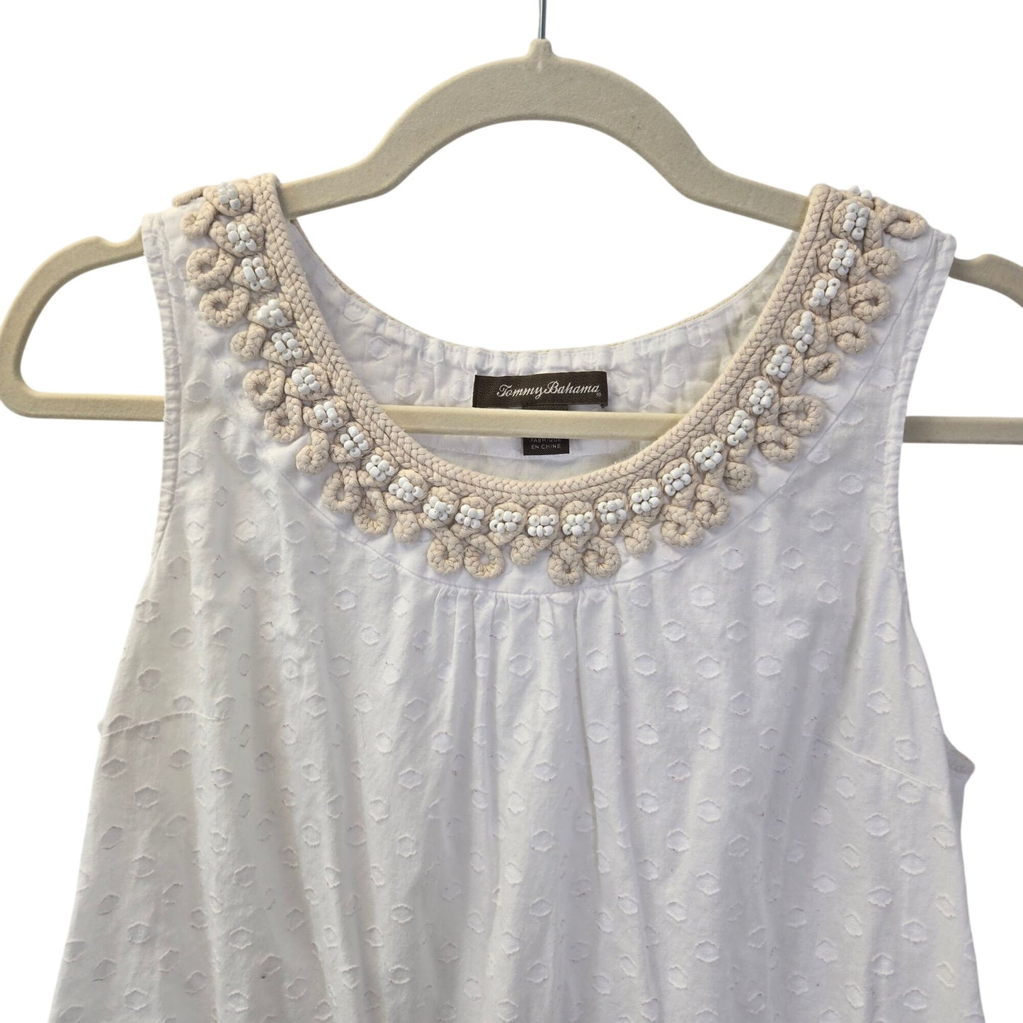 Tommy Bahama Textured Rope Embroidered & Bead Embellished Tank Top Size Medium