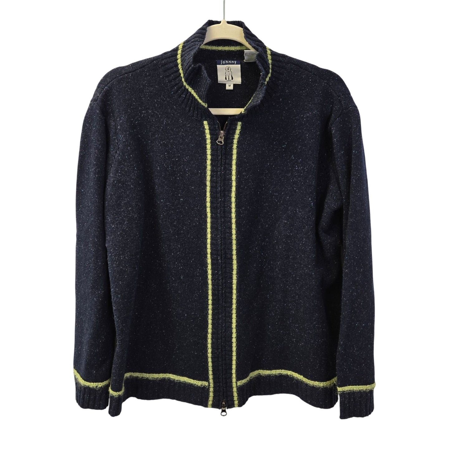 Anthropologie Cousin Johnny Wool Blend Full Zip Confetti Print Sweater Size Medium