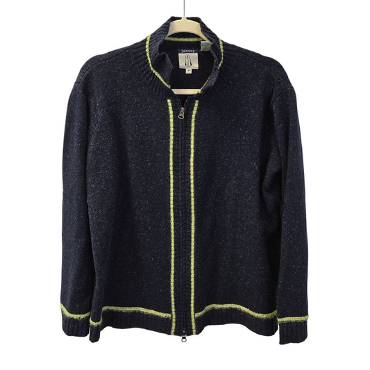 Anthropologie Cousin Johnny Wool Blend Full Zip Confetti Print Sweater Size Medium