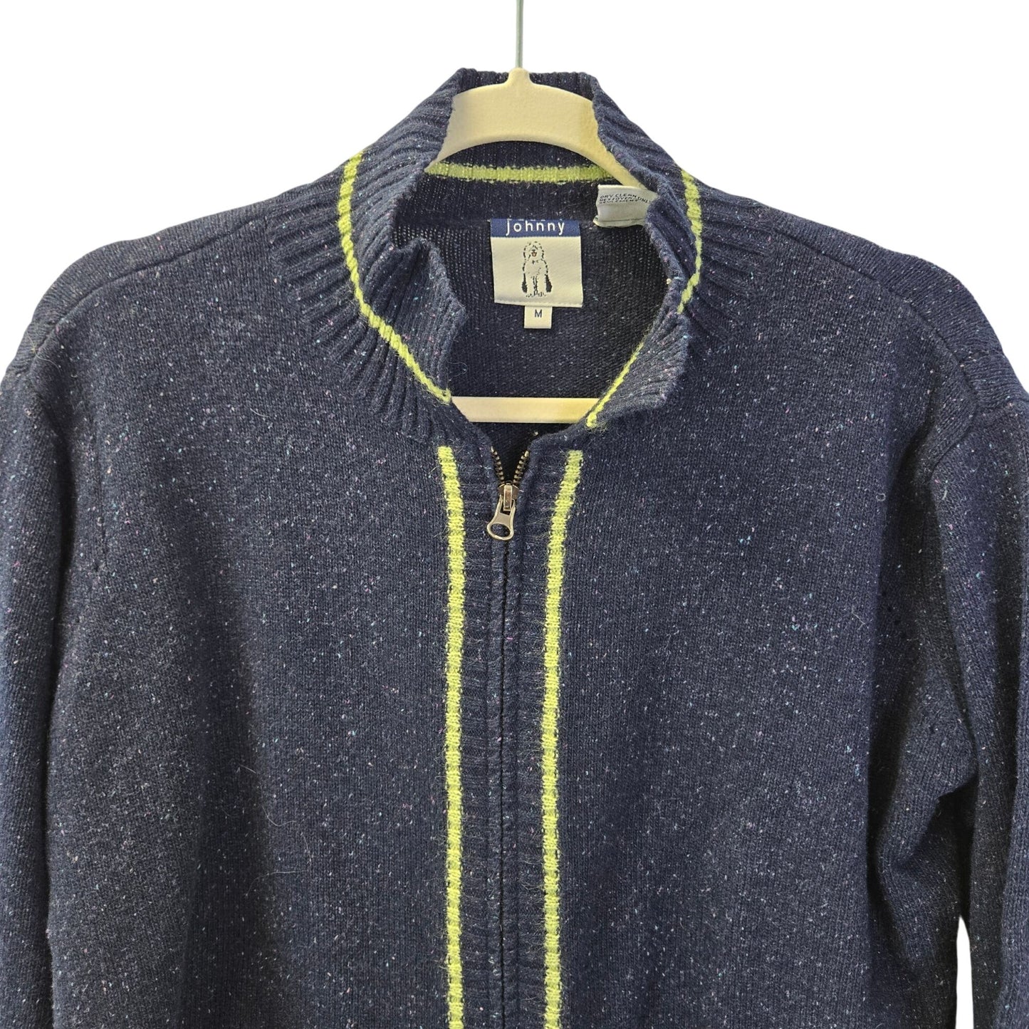 Anthropologie Cousin Johnny Wool Blend Full Zip Confetti Print Sweater Size Medium