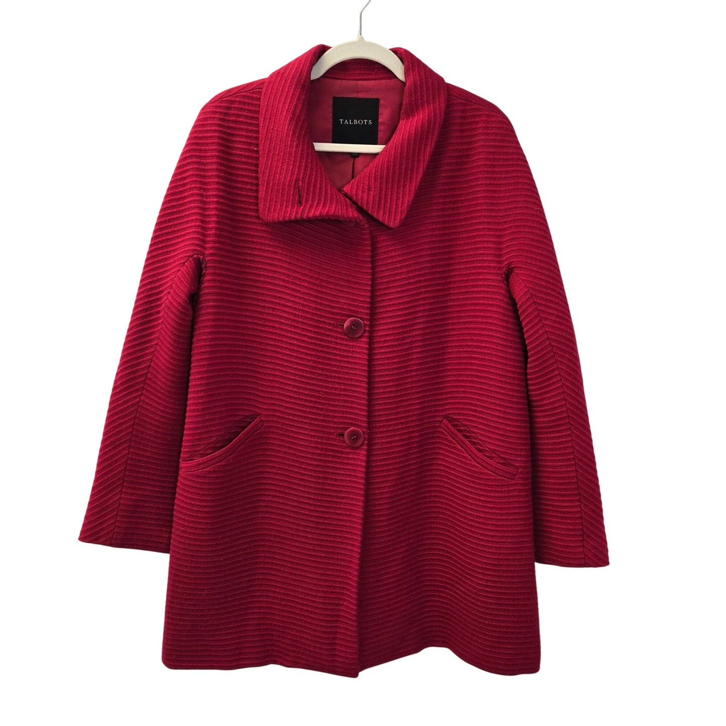 Talbots Thinsulate Wool Blend Ribbed Collared Coat Size 10