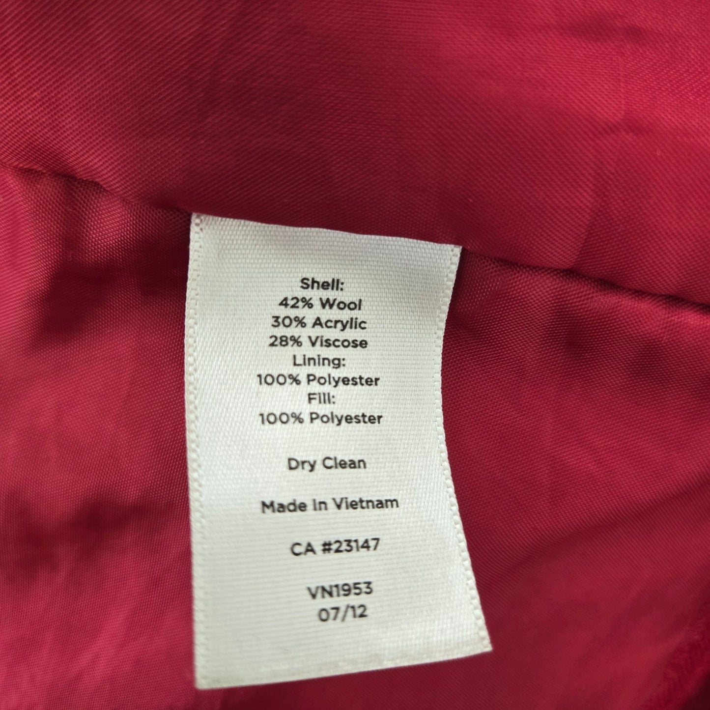 Talbots Thinsulate Wool Blend Ribbed Collared Coat Size 10